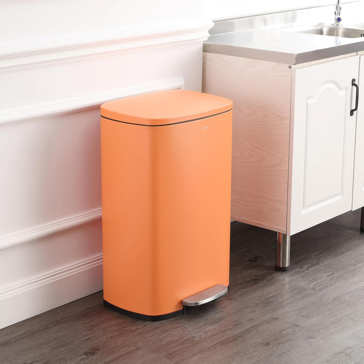 happimess HPM1006K Connor Rectangular 13.2-Gallon Trash Can with Soft-Close Lid and Free Mini Trash