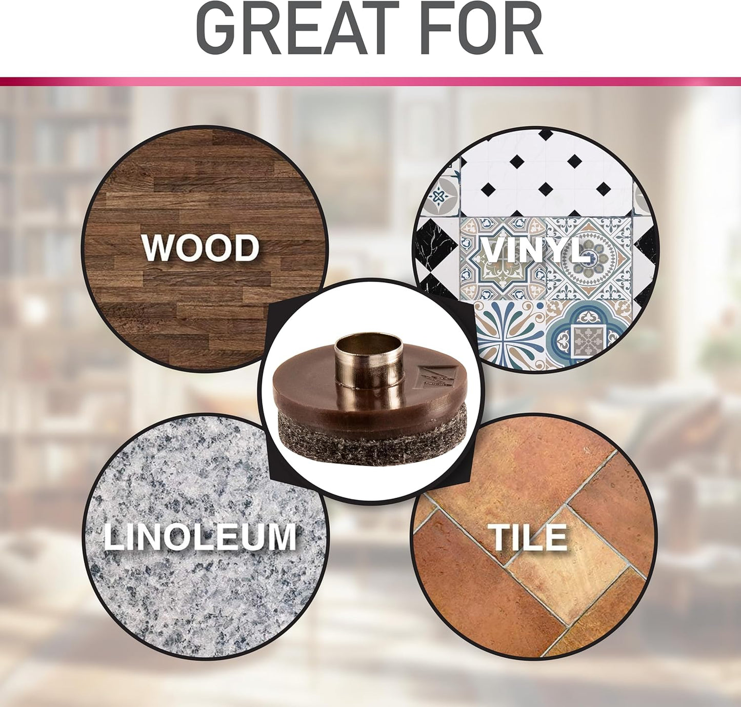 Nail-on, Heavy Duty Felt Pads for Wood Furniture and Hard Surfaces Value Pack (20 piece) - Walnut