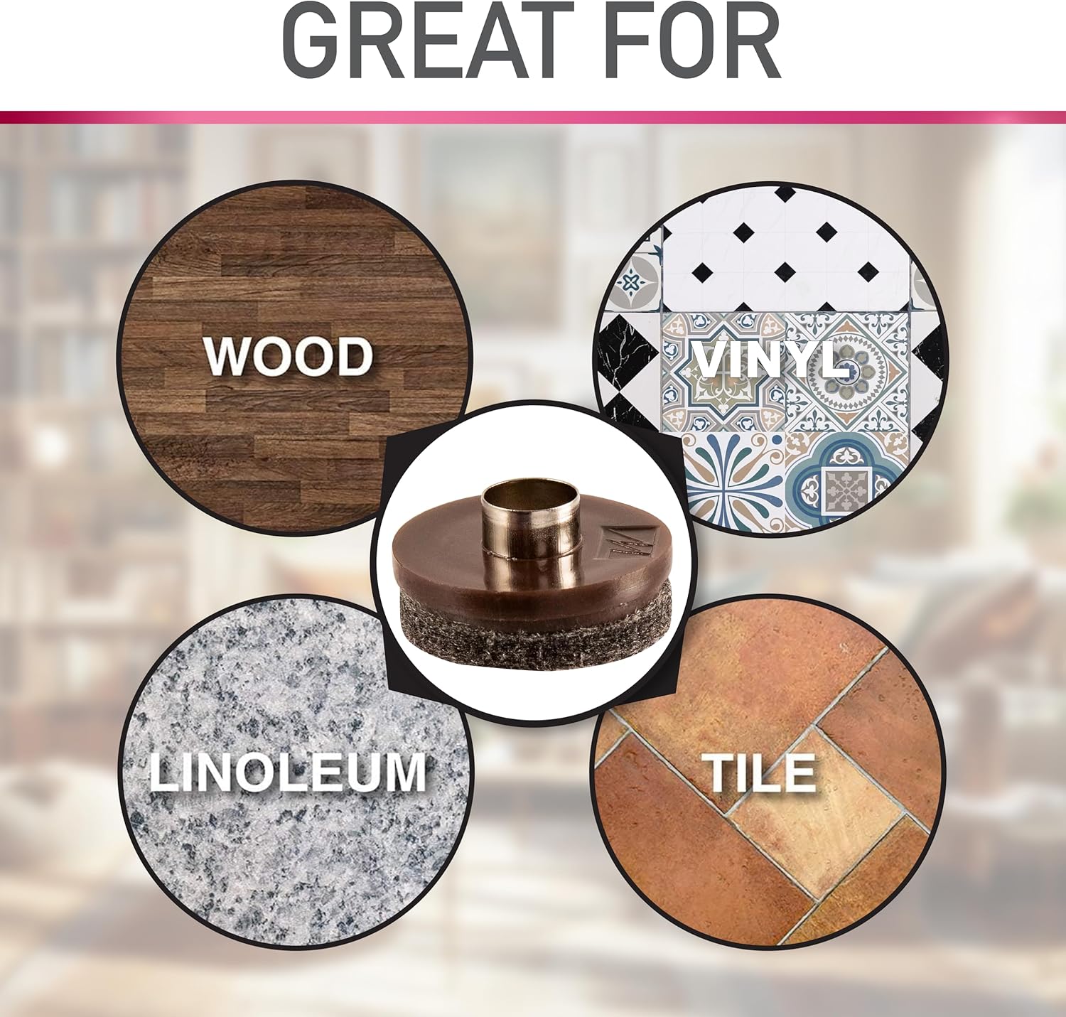 Nail-on, Heavy Duty Felt Pads for Wood Furniture and Hard Surfaces Value Pack (20 piece) - Walnut