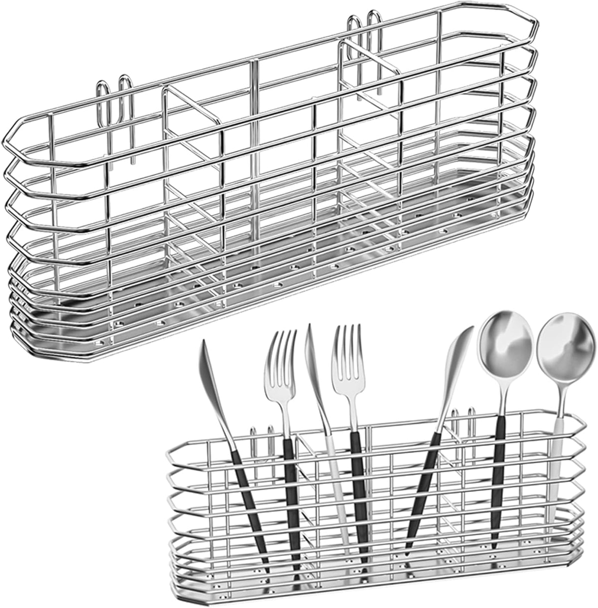 304 Stainless Steel Utensil Holder, Dish Drying Rack, kitchen Utensil Organizer, Knife and Fork