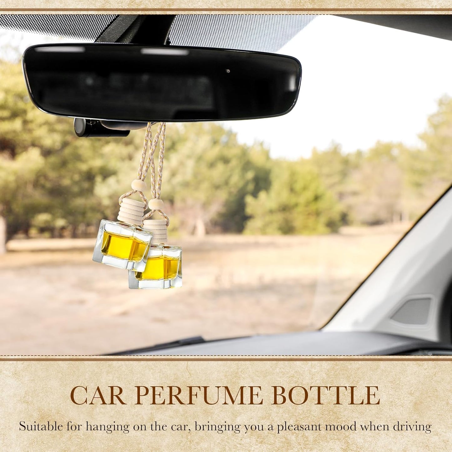 BBTO 50 Pcs Hanging Car Air Freshener Car Diffuser Bottles Empty Glass Perfume Bottle Freshener