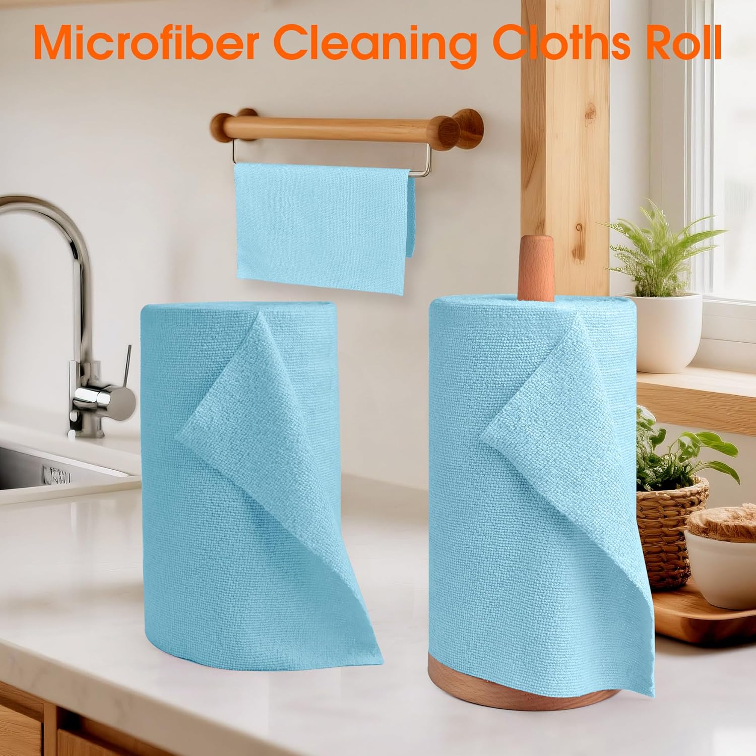 Roll of Microfiber Cleaning Cloth –100 Pack, Tear Away Microfiber Towels, Reusable, Washable