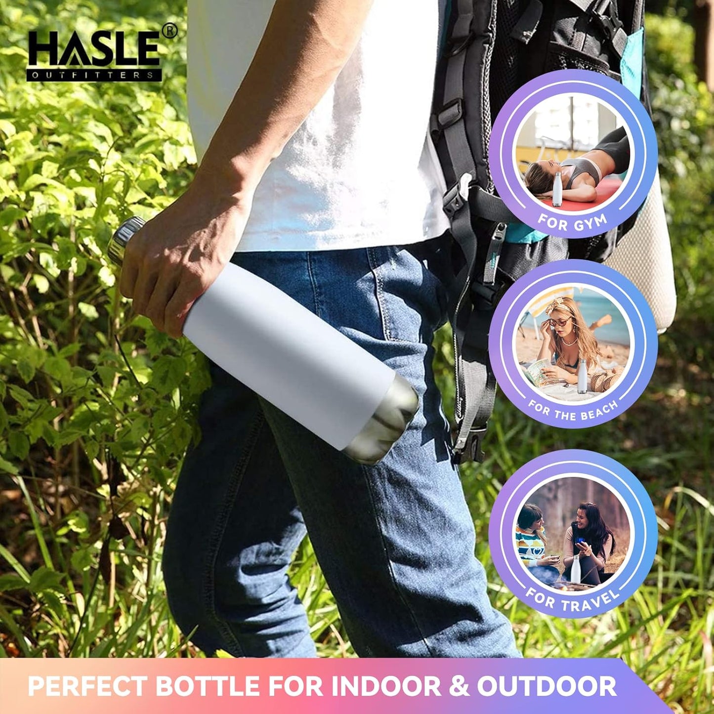 HASLE OUTFITTERS 17oz Stainless Steel Water Bottles, Vacuum Insulated Water Bottles Double Walled