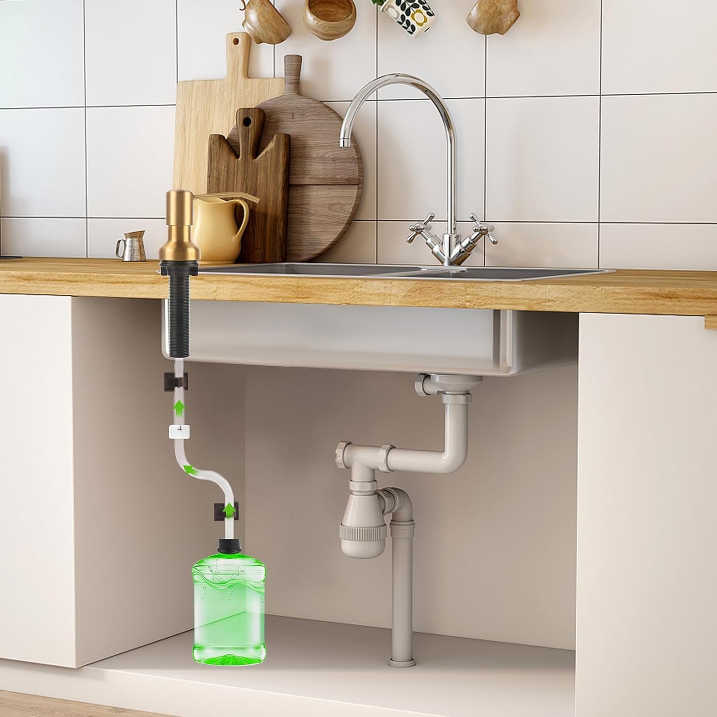 Soap Dispenser for Kitchen Sink, Sink Soap Dispenser with Longer Threaded Shaft Shank, 47"
