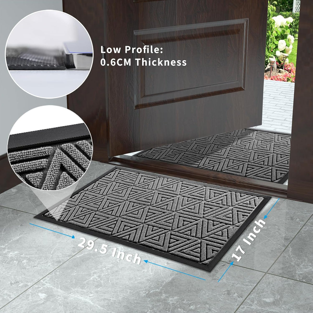 Yimobra Outdoor Mats for Front Door 29.5x17, All-Weather Waterproof Non-Slip Outdoor Door Mat