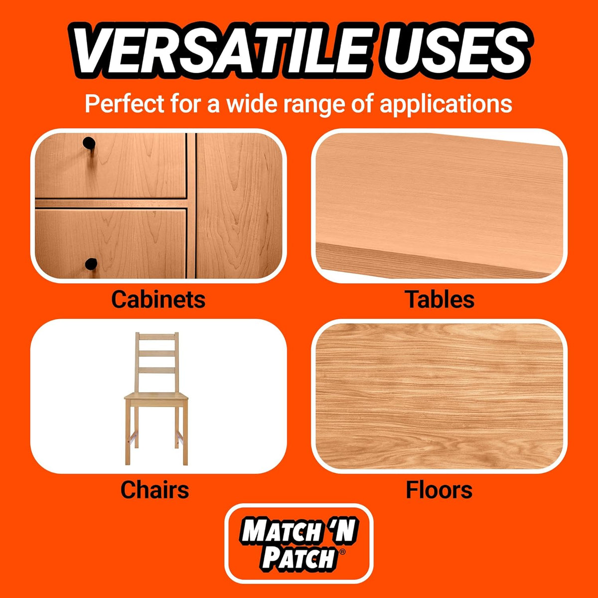 MATCH 'N PATCH Realistic Wood Grain Repair Tape - Durable Multi-Use Adhesive Tape for Furniture