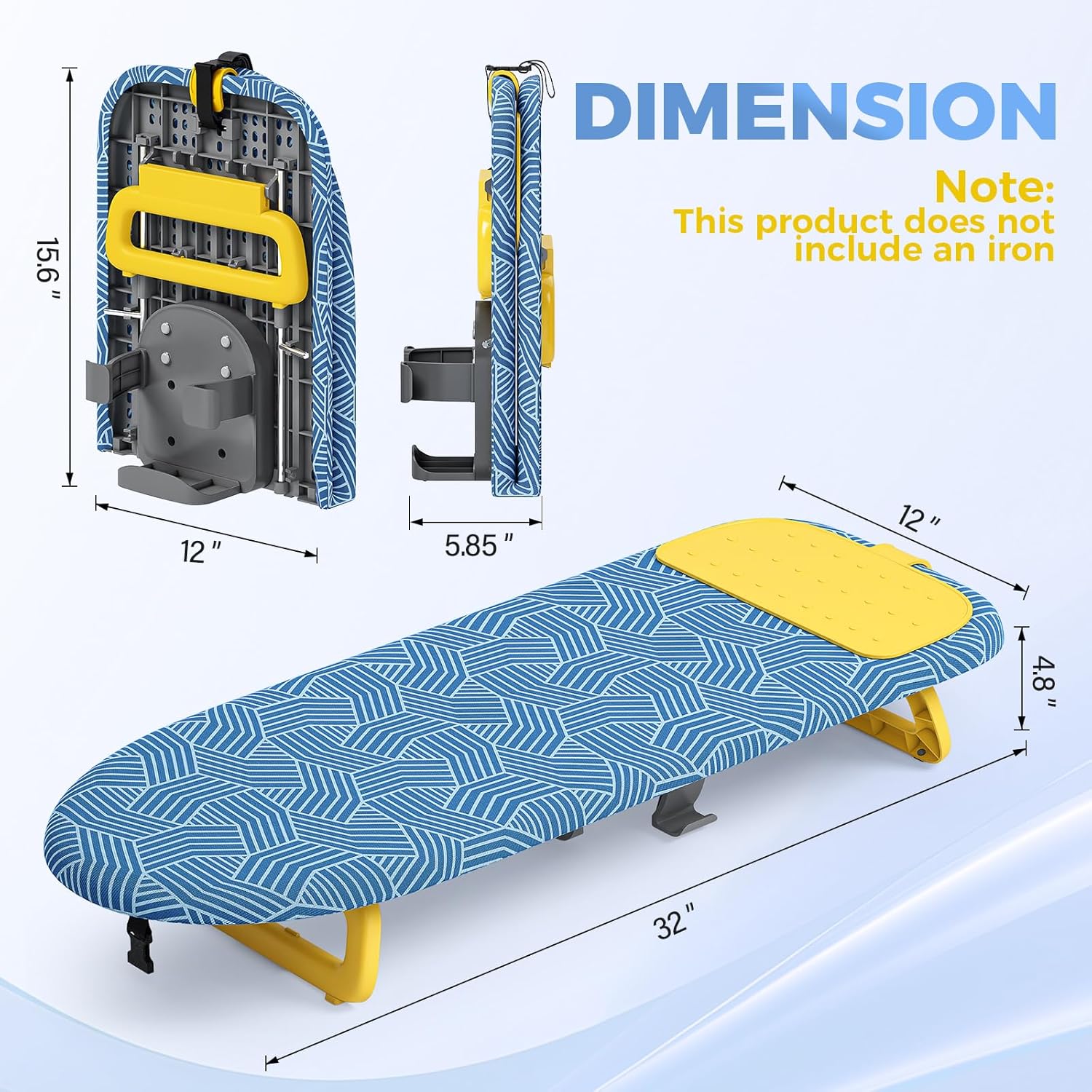 KINGBOARD Tabletop Ironing Board, Small Ironing Board with Iron Holder, Foldable Mini Iron Board