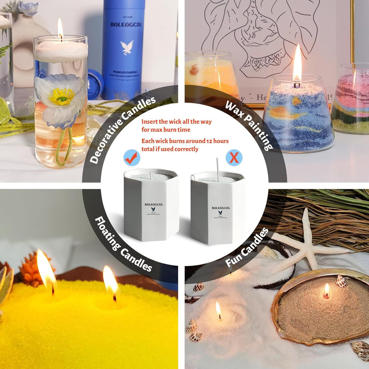 Lemon Scented Yellow Pearled Candle 18oz Luxury Sand Candle Granulated Wax - 30 Cotton Wicks - Wax
