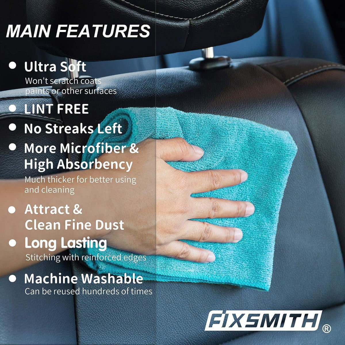 FIXSMITH Microfiber Cleaning Cloth - Pack of 50, Microfiber Towels for Cars 16 x 12 in, Highly