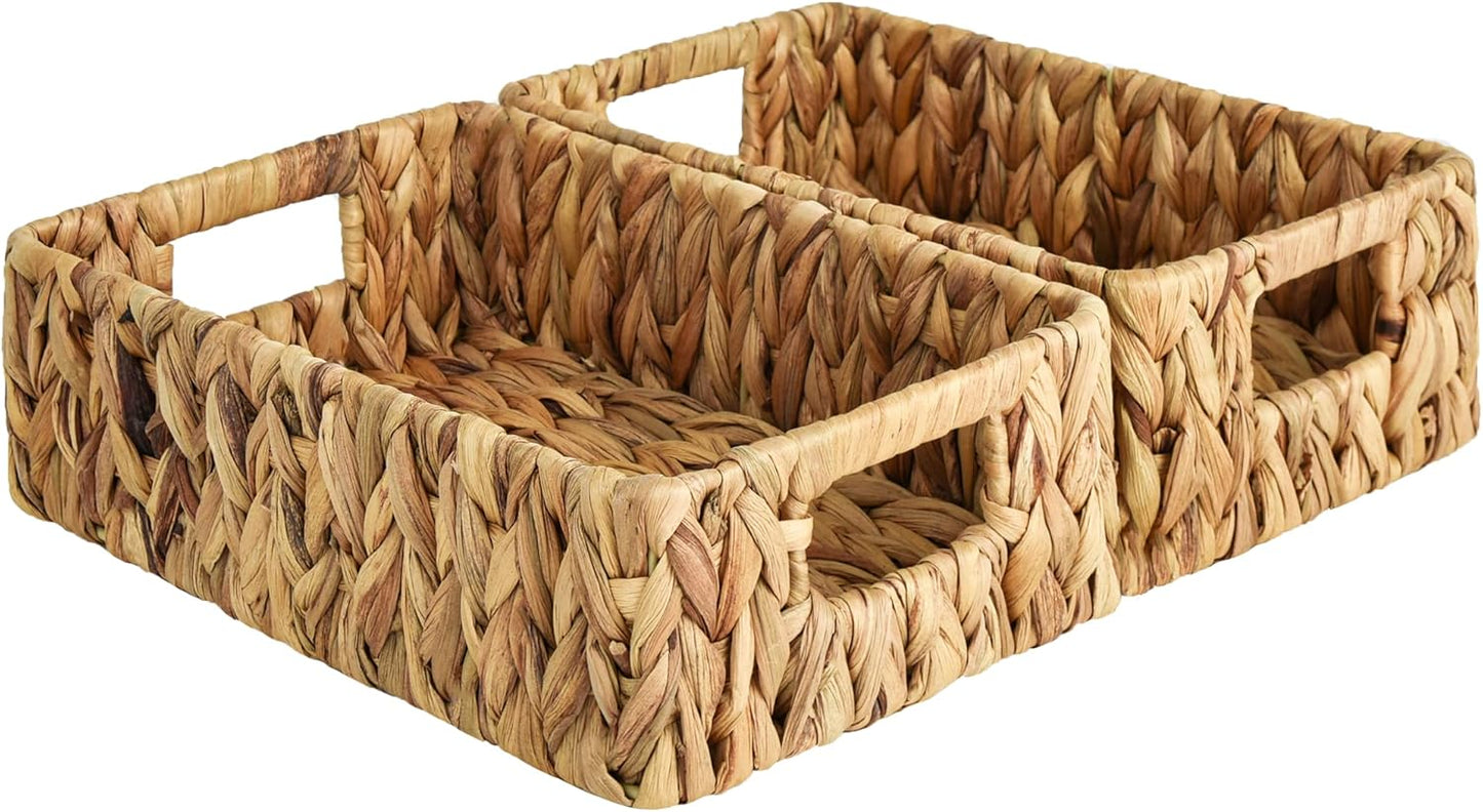 StorageWorks Water Hyacinth Baskets, Small Wicker Baskets for Organizing in Kitchen and Bathroom