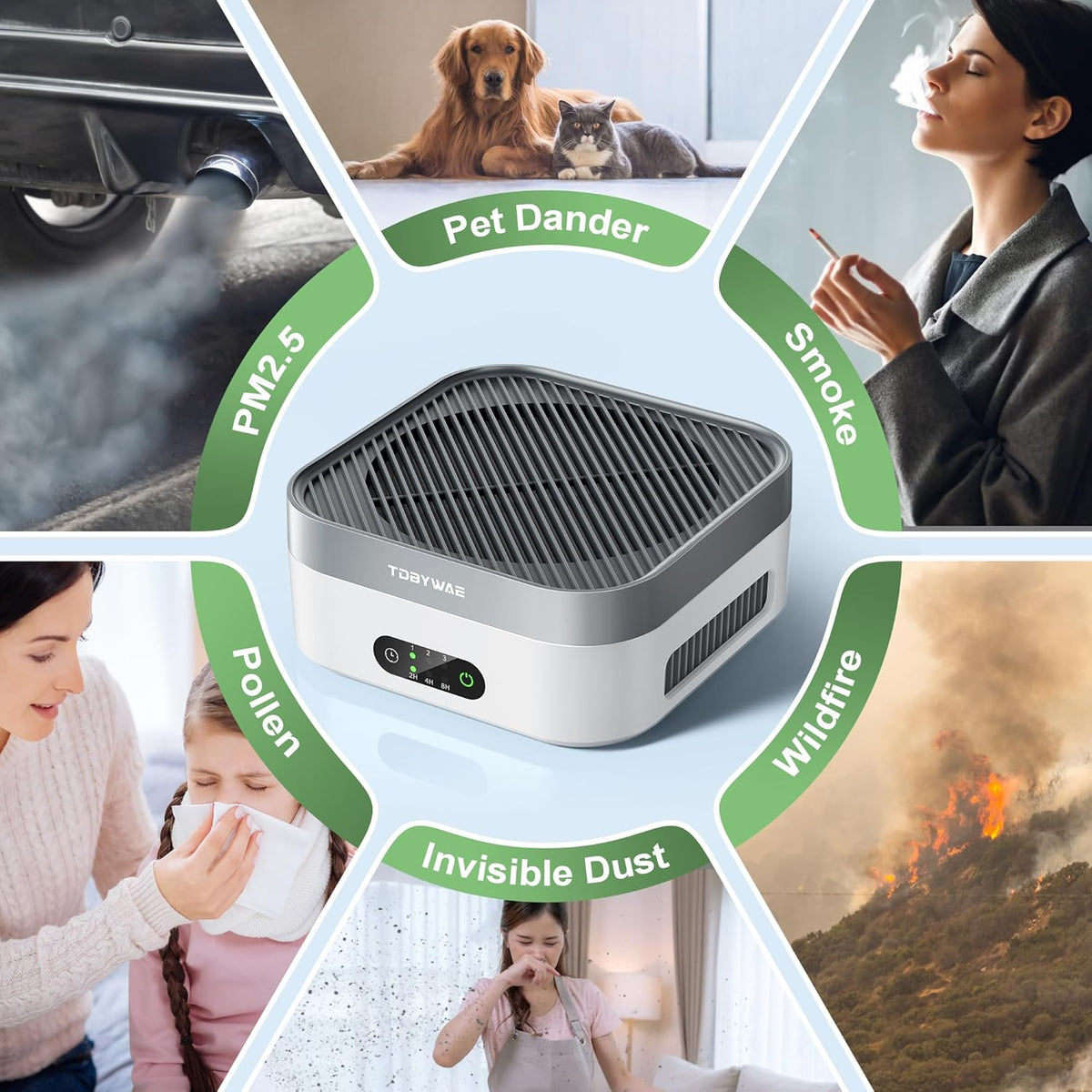 Air Purifier for Home – True HEPA Filter for Pets, Smoke & Allergies | 600 Sq Ft Coverage |