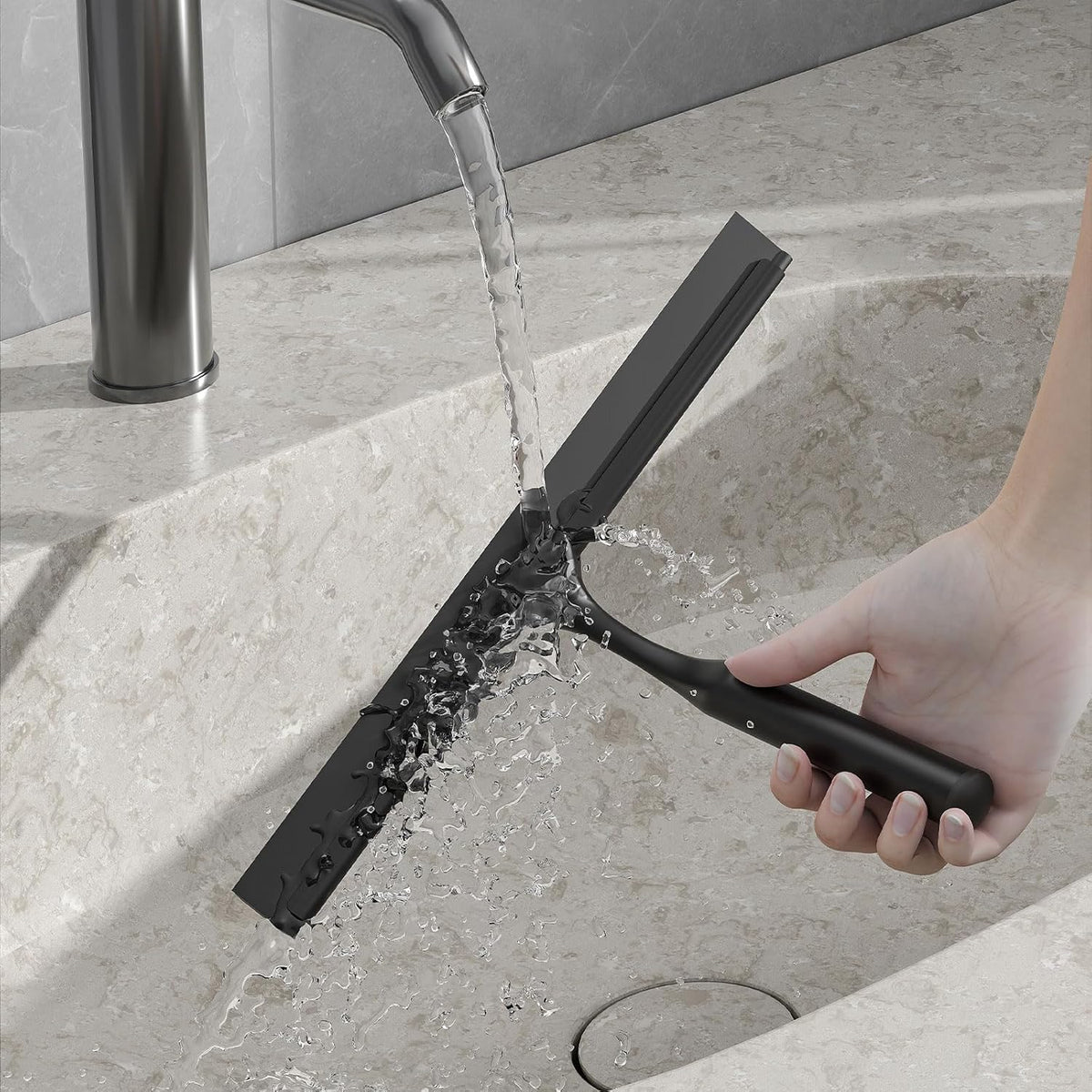Shower Squeegee for Glass Doors, Shower Squeegee for Tile Shower Walls, Stainless Steel Squeegee