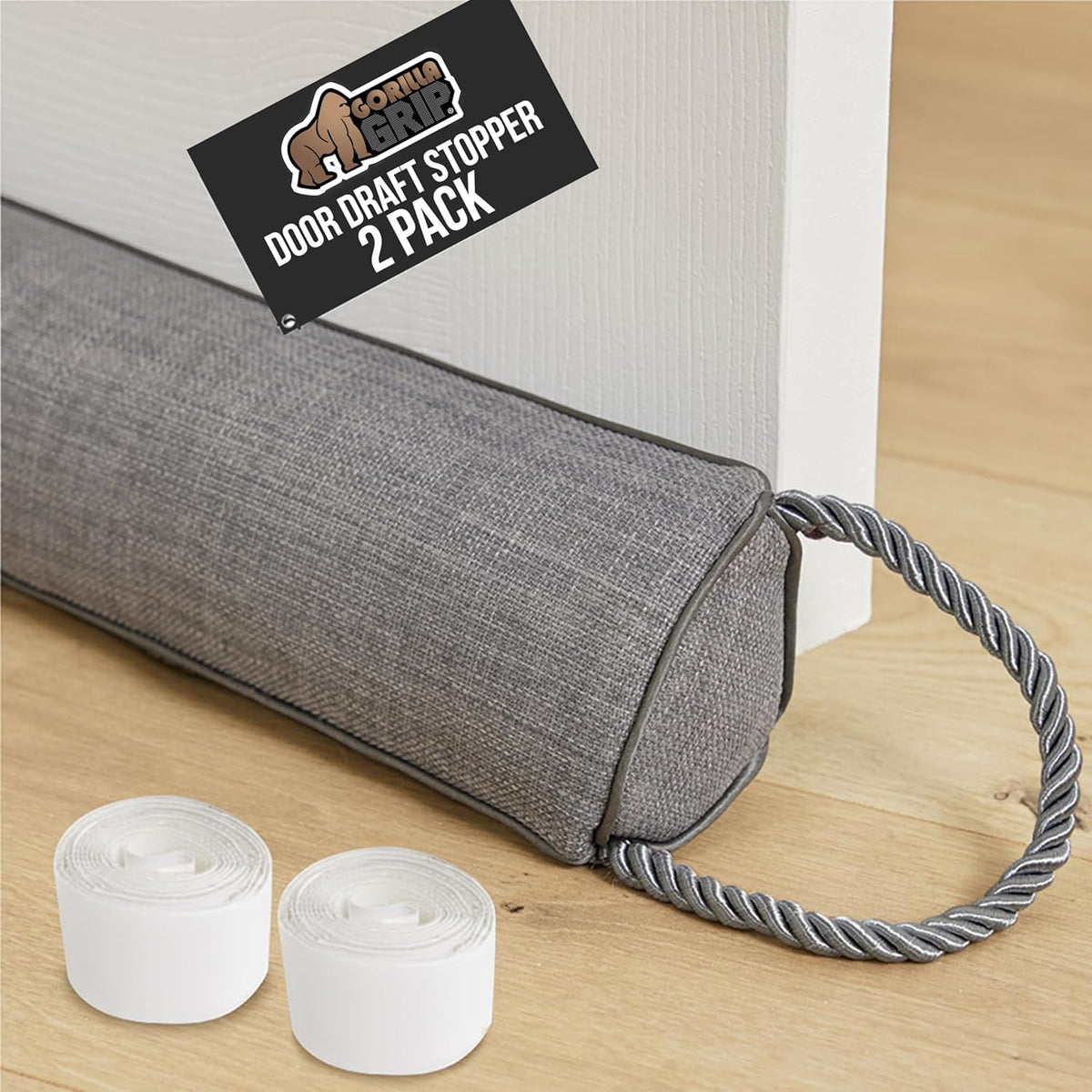 GORILLA GRIP Door Draft Stopper for Bottom of Doors, Weather Stripping Seal Blocks Hot Air, Noise