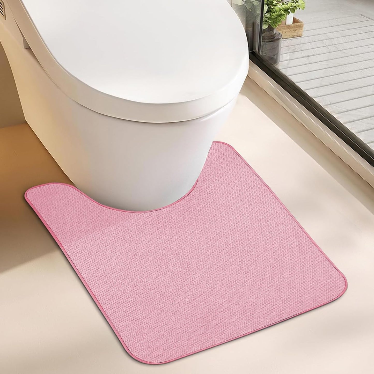Toilet Rugs U Shaped Bathroom Rug,Machine Washable Non Slip Quick Dry Super Absorbent Ultra Thin