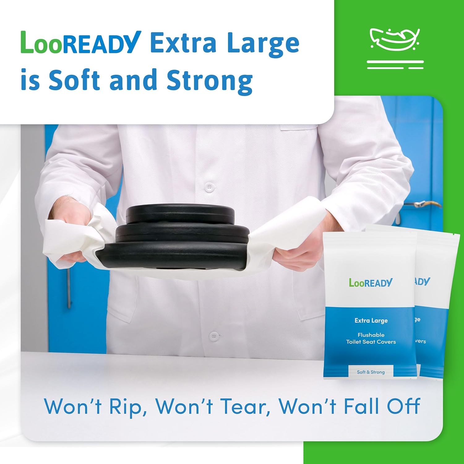 Toilet Seat Covers Disposable Flushable - Extra Thick & Large (18x22") - Individually Wrapped
