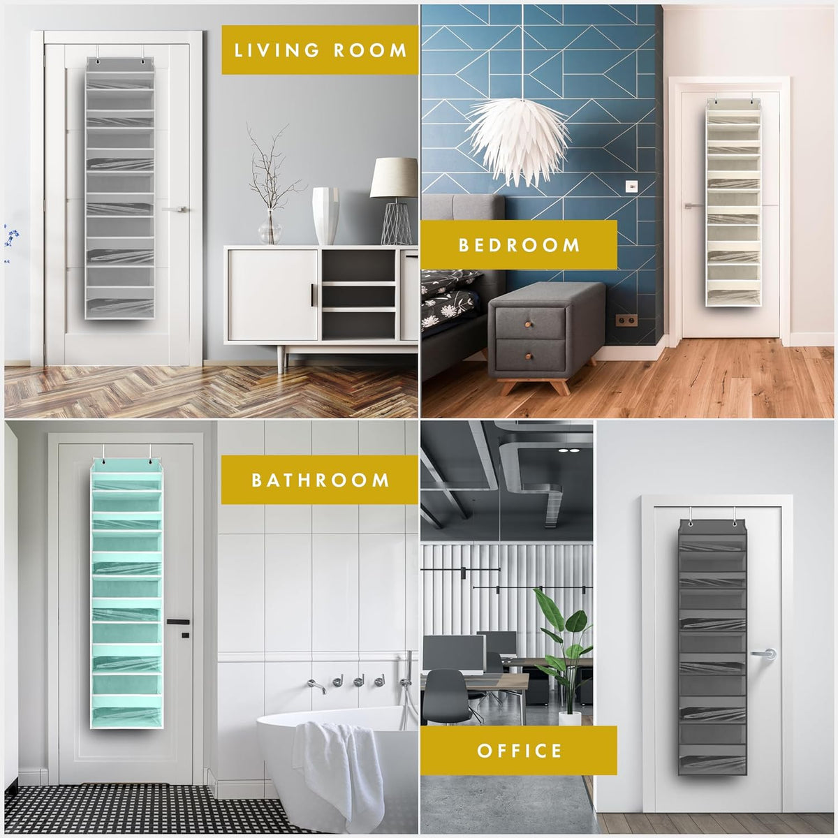 HOMELUX THEORY 2 PC Heavy Duty Over the Door Organizer 55x14x6.7, 6 Large Front & 12 Side Pockets