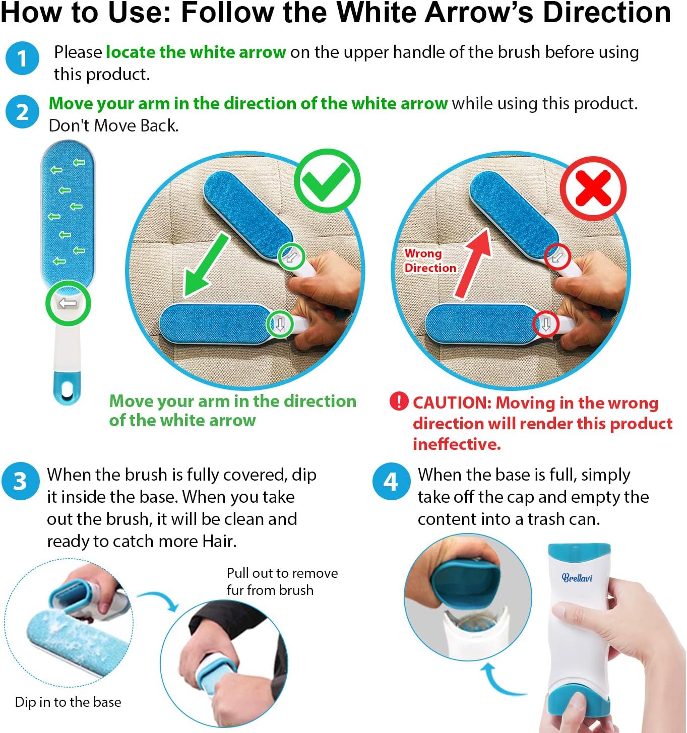 Pet Hair Remover for Clothes: Reusable Dog Cat Fur Lint Removal Brush for Clothes Furniture Couch