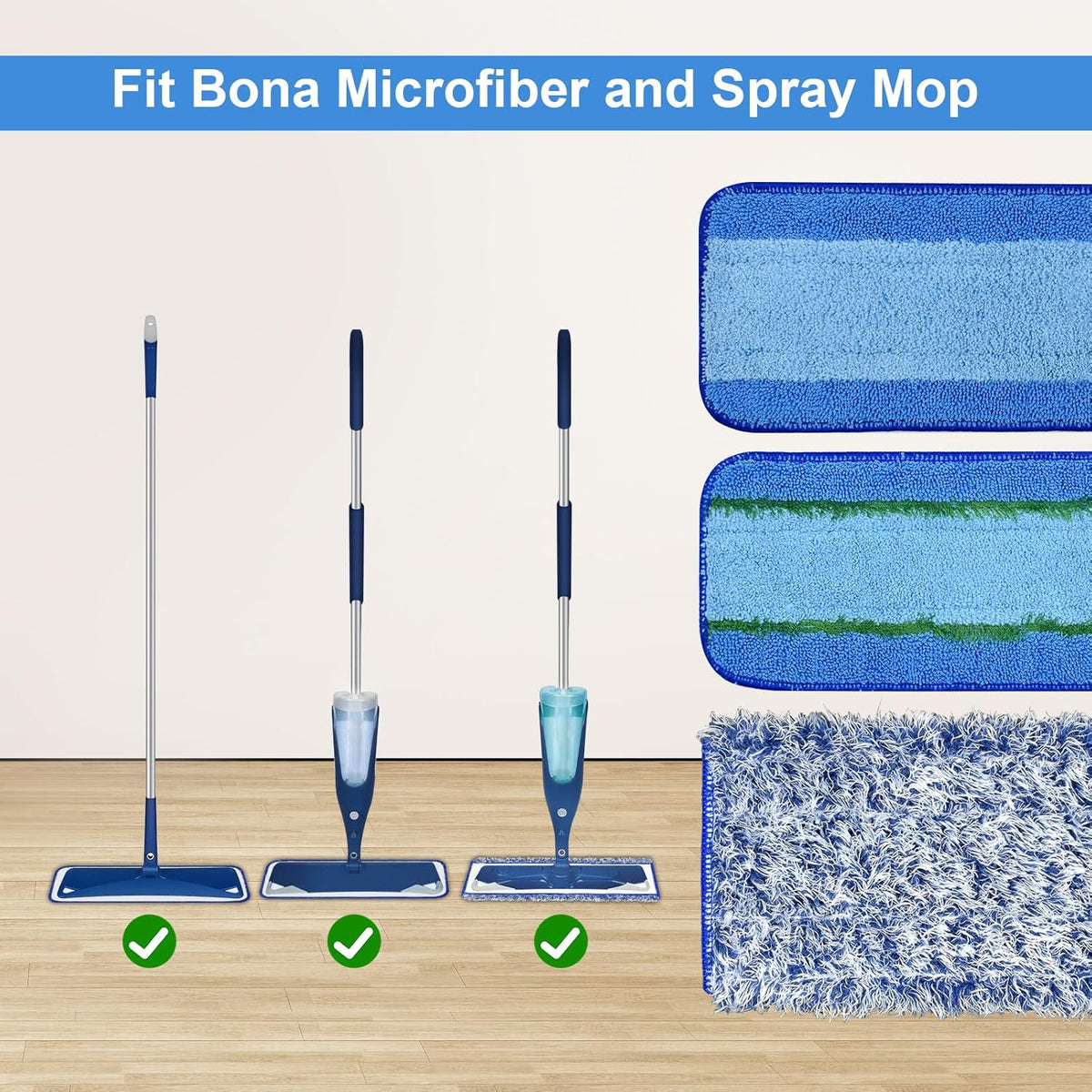 8 Pack Microfiber Cleaning Pad for Bona Mop Hardwood & Hard Surface Floors Dry and Wet Floor