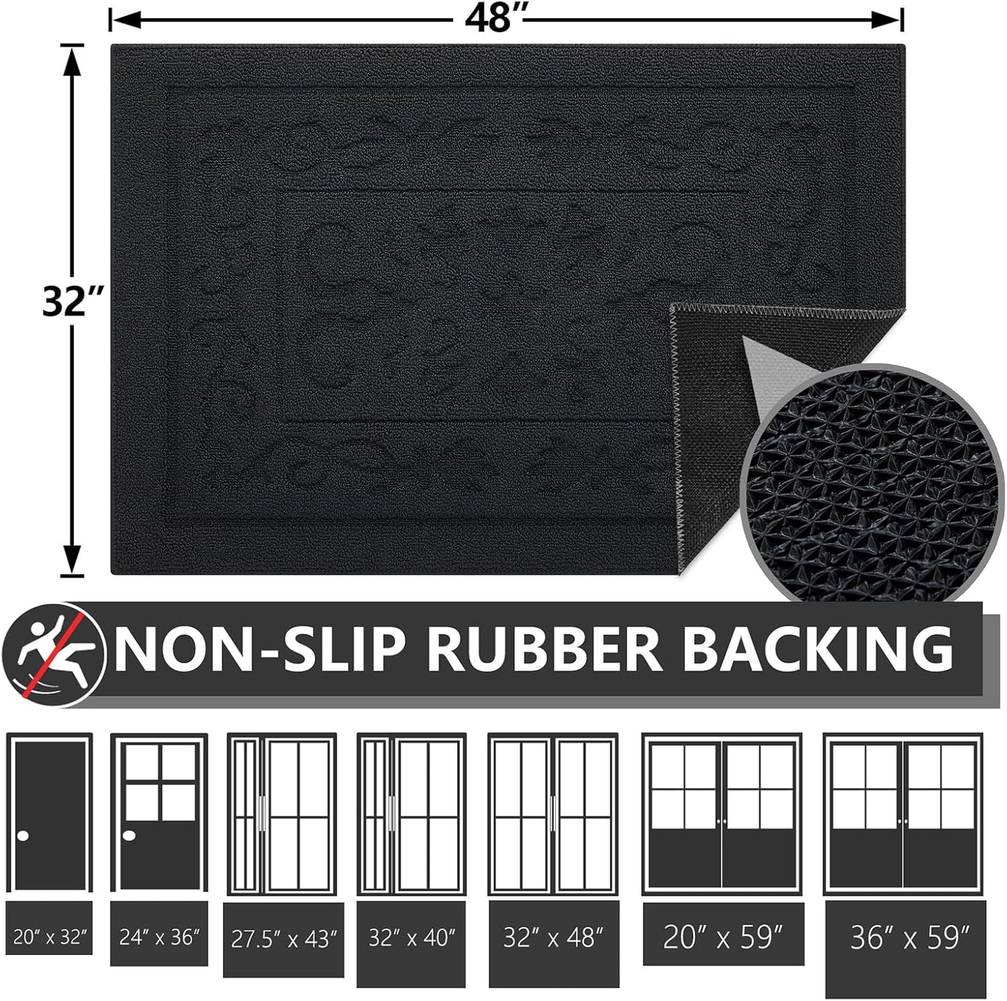 FONEYI Indoor Door Mat 32" x 48", Dirt Trapper Door Mats Non-Slip Entryway Rugs Washable, Absorbent