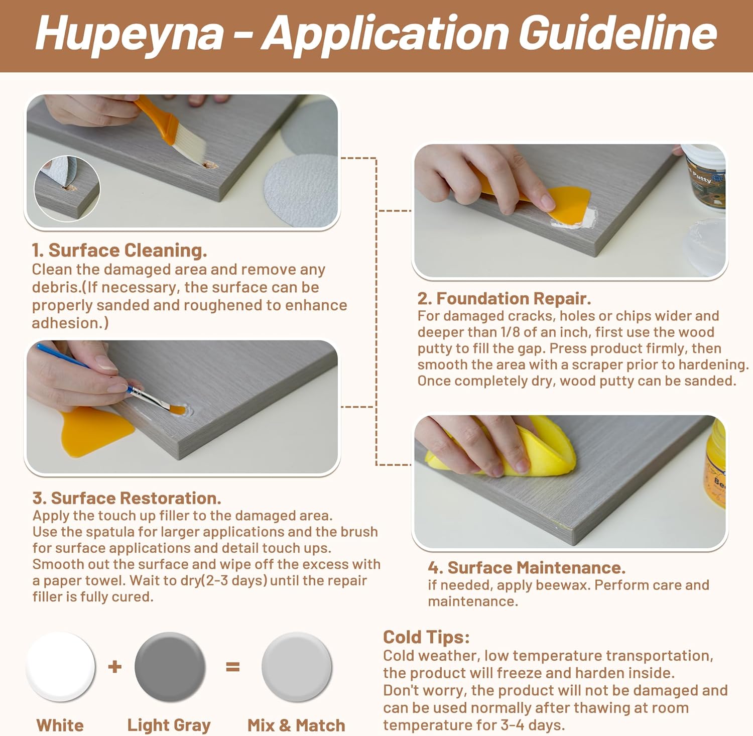 Wood Repair Kit, Wood Furniture Repair Kit, Wood Filler, Wood Putty and Beeswax- Repair Stains