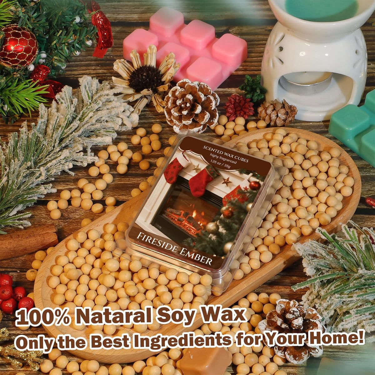 SCENTORINI Christmas Wax Melts, Scented Wax Melts 6 Pack - Non-Toxic, Natural Soy Wax Cubes for Wax