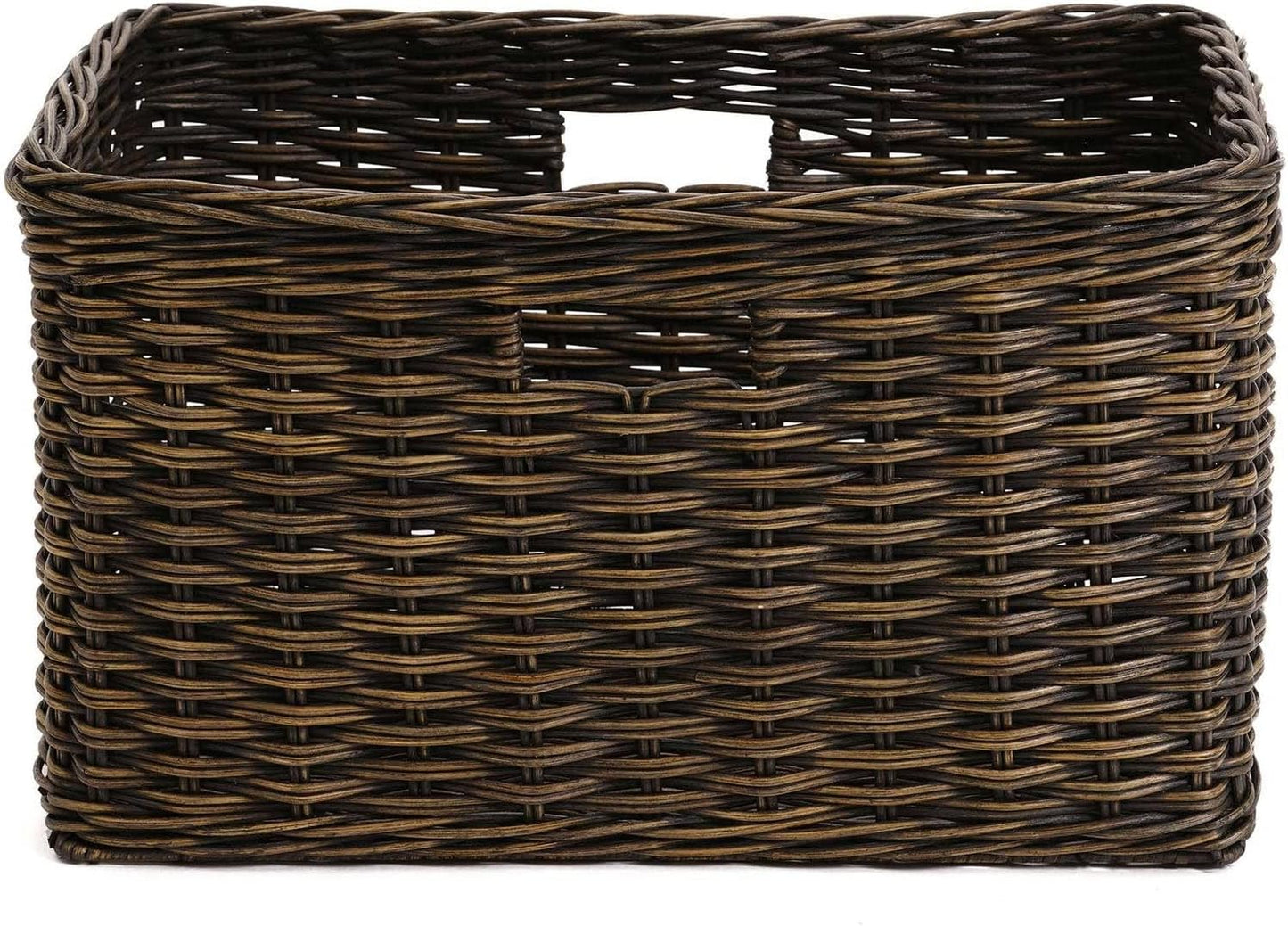The Basket Lady Tall Rectangular Wicker Storage Basket, Medium, 20 in L x 13 in W x 11 in H