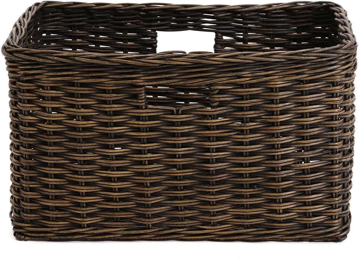The Basket Lady Tall Rectangular Wicker Storage Basket, Large, 22.5 in L x 16 in W x 12.5 in H