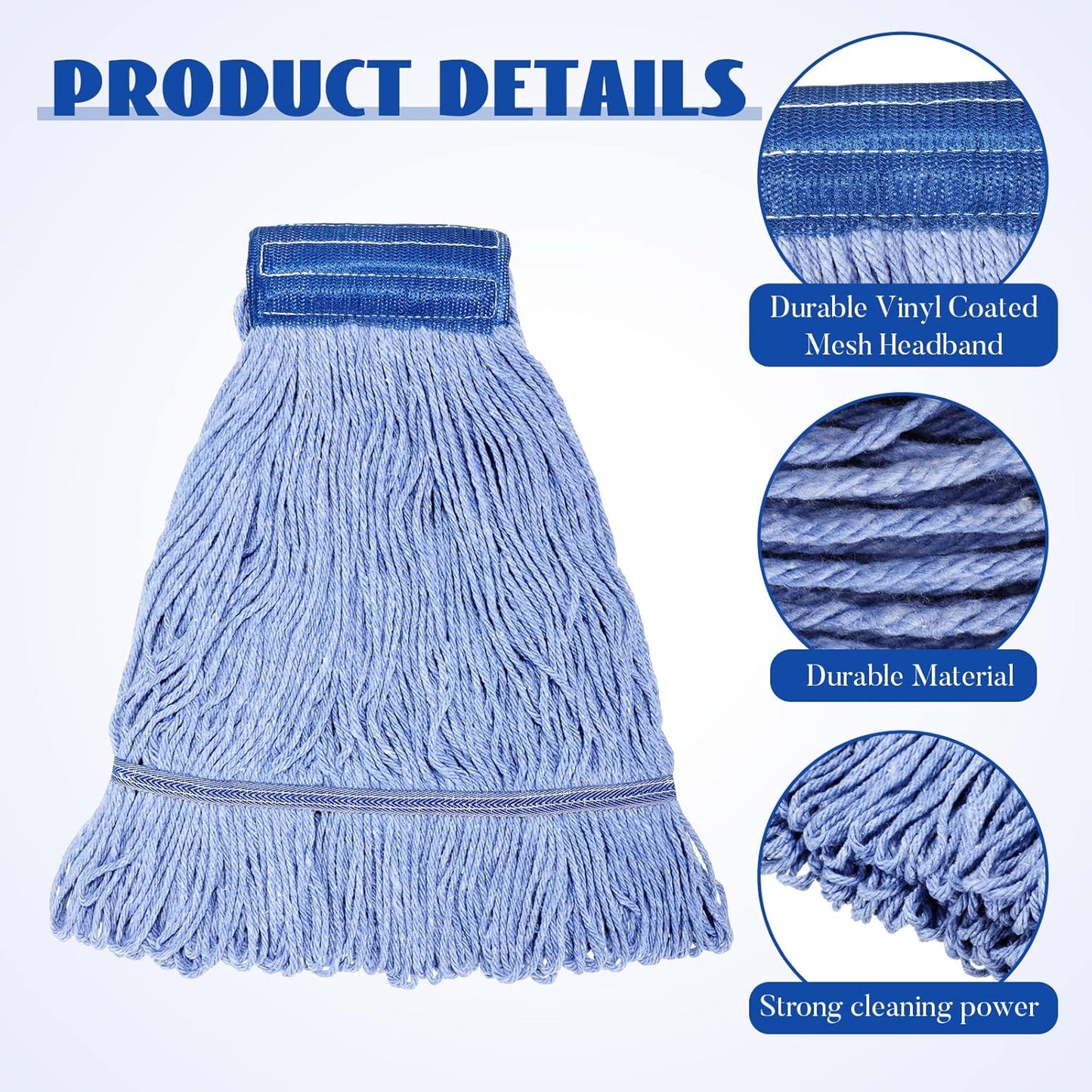 Gejoy 10 Pack 24oz Mop Head Replacement Commercial Cleaning Mop Head Wet String Heavy Duty Cotton