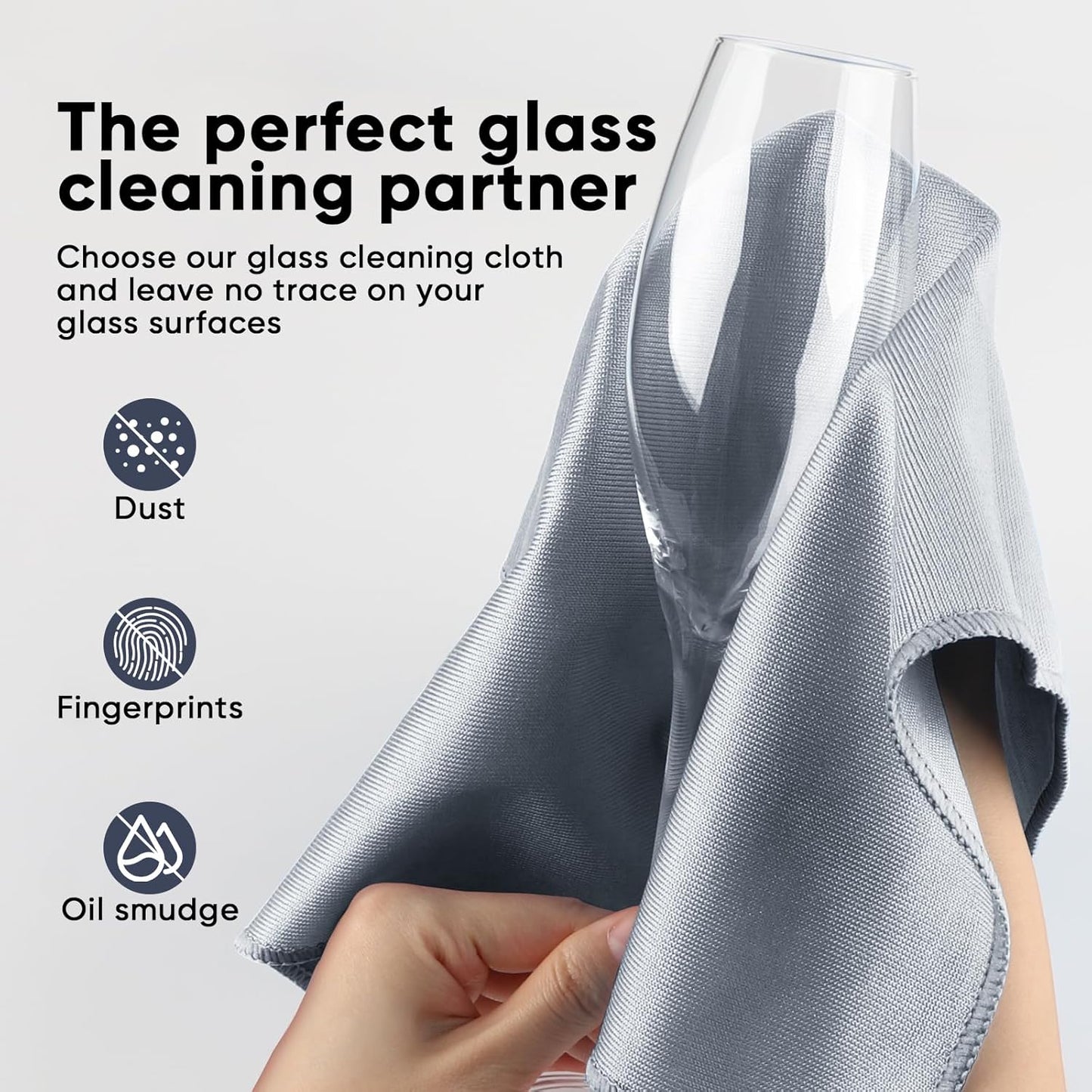 HOMEXCEL Microfiber Glass Cleaning Cloth 12 PK, Lint Free Streak Free, Reusable Cleaning Cloth for