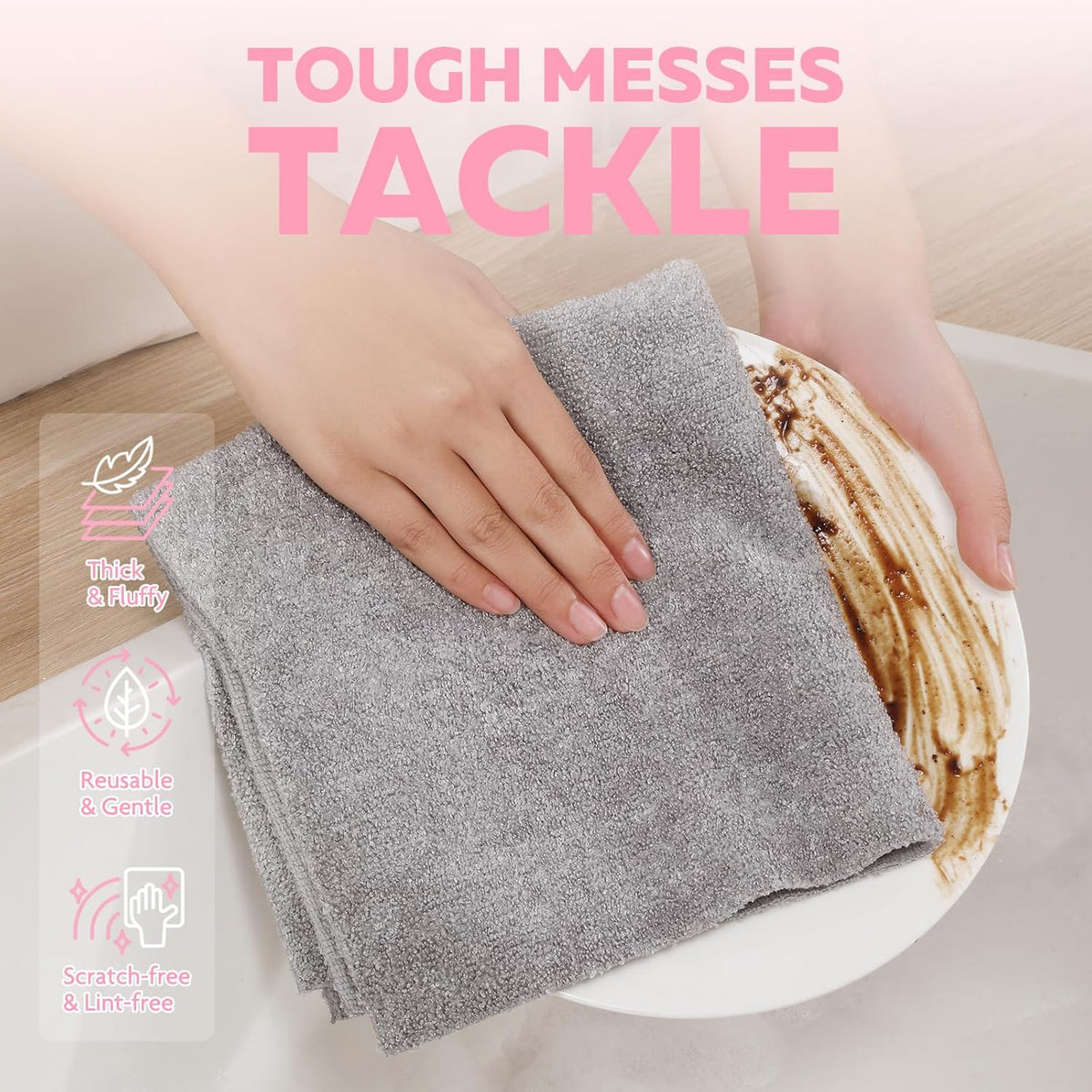 Fantasticlean XL Tear-Away Microfiber Cleaning Cloth Roll, 16'' by 16''- 36 Sheets, Thick & Large