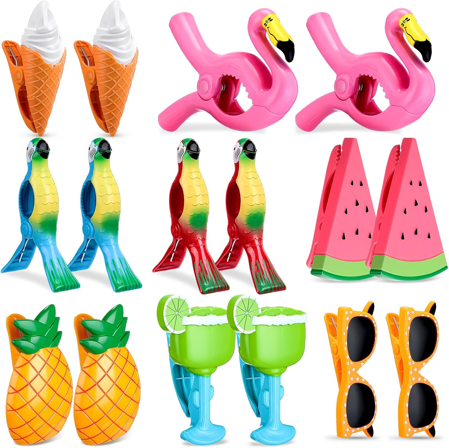 Rtteri 16 Pcs Beach Towel Clips for Beach Chairs Cute Towel Holder Cruise Clothes Pins for Lounge