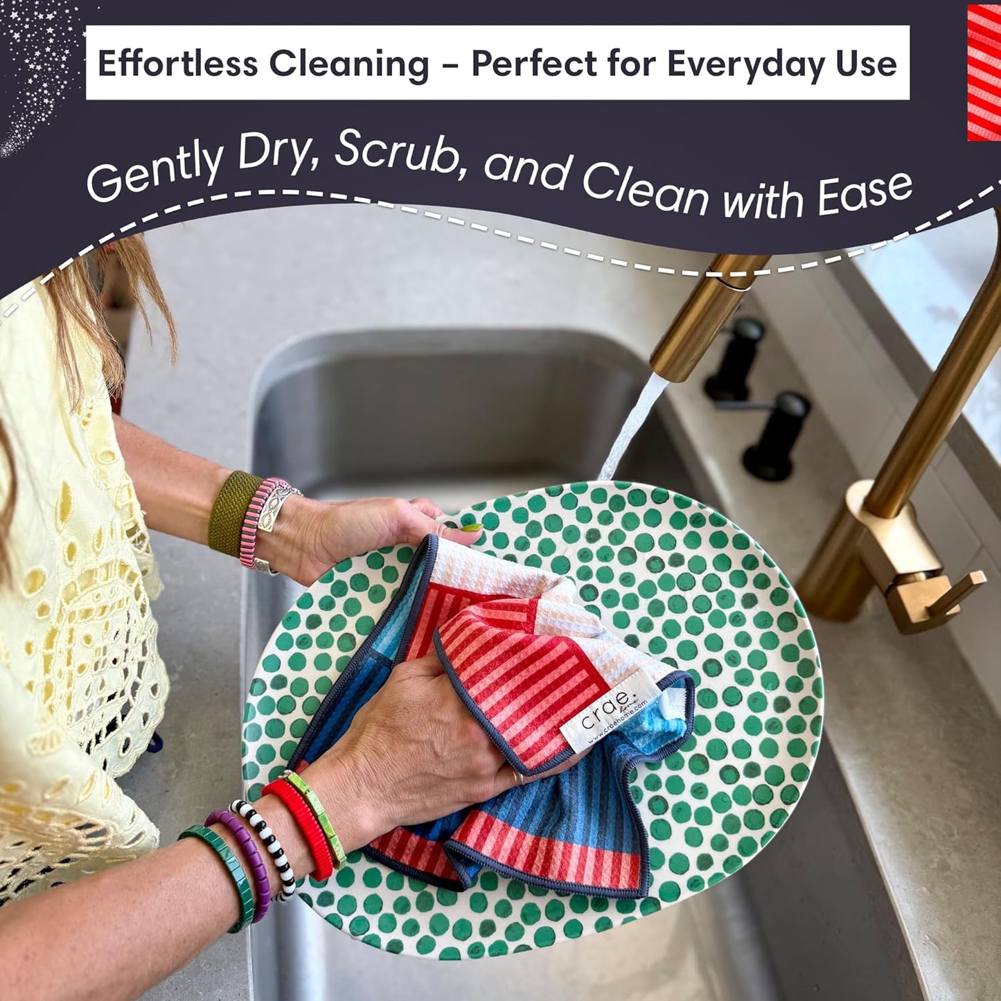Microfiber Hand Towel & Washcloth Set of 2 - Double-Sided, Waffle Weave, Super Absorbent