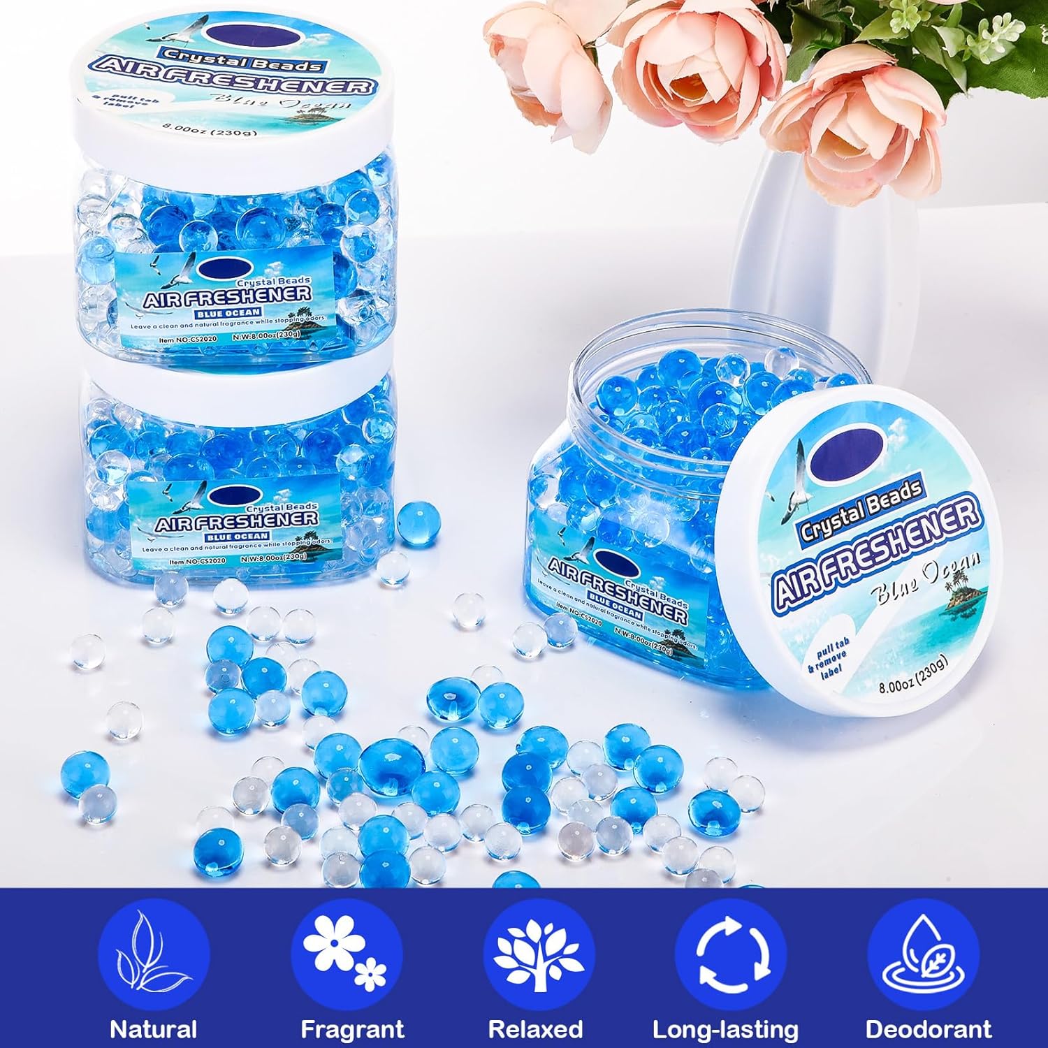 12 Pcs Air Freshener Gel Bulk Odor Eliminator Gel Beads 8 oz Long Lasting Air Freshener Beads
