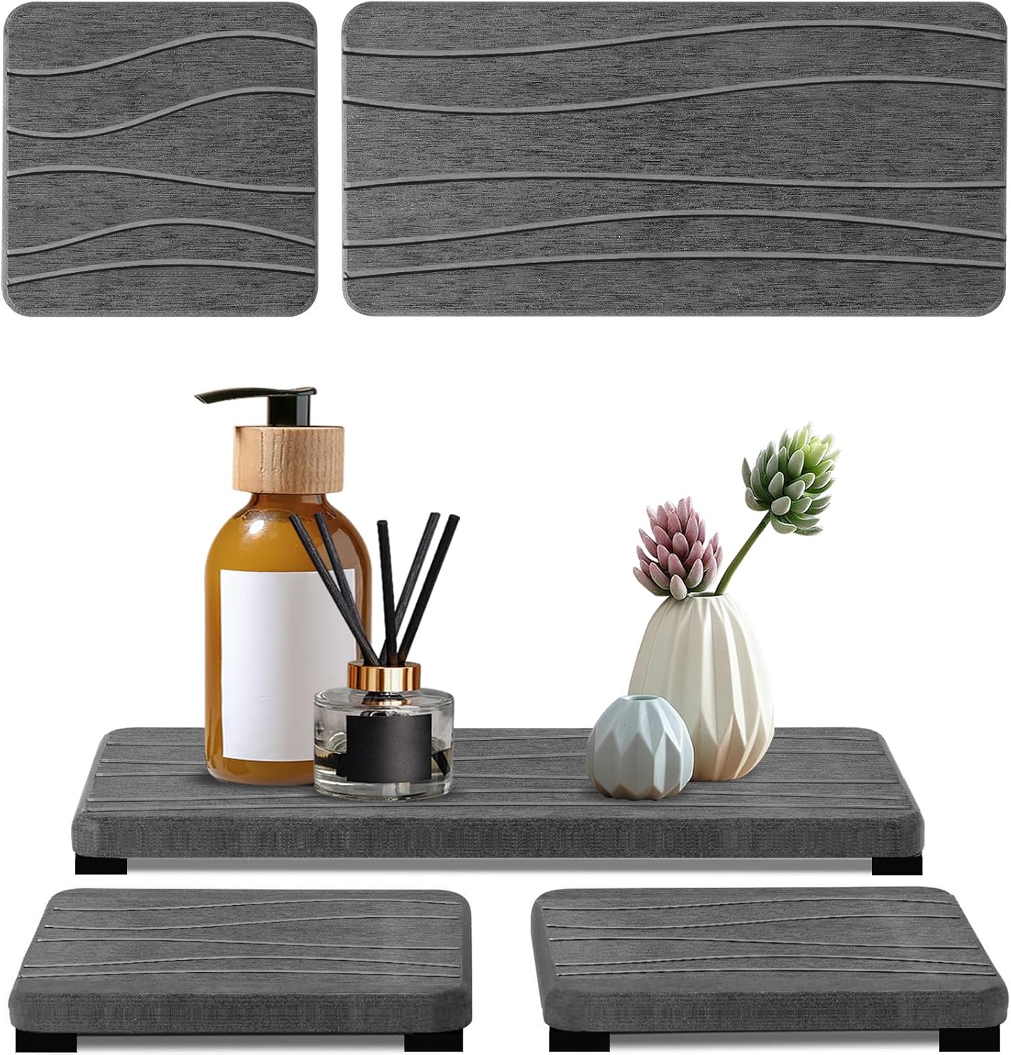 3PCS Water Absorbing Stone Tray, Fast Drying Stone Sink Tray, Stones Soap Trays, Water Absorbent