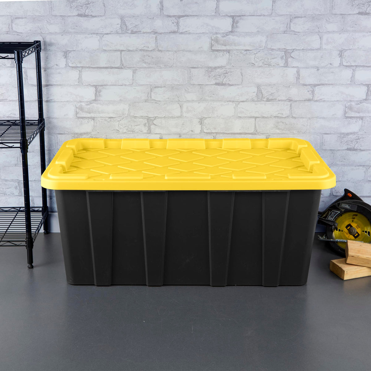 Sterilite 4-Pack Industrial Tote, Plastic Storage Container Bins with Lids, 38 Gallon - Heavy-Duty