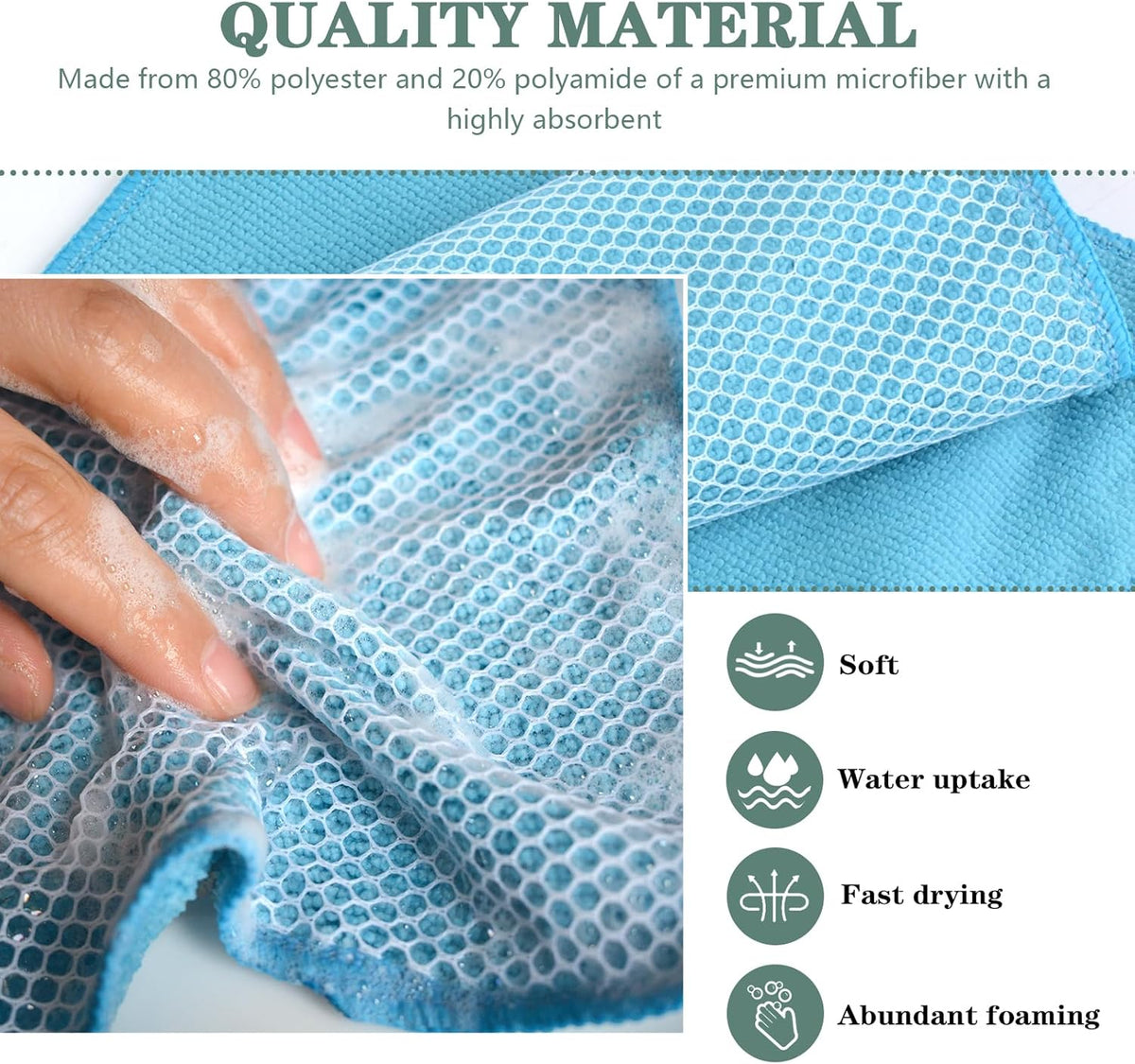 SINLAND Microfiber Dish Cloth for Washing Dishes Dish Rags Best Kitchen Washcloth Cleaning Cloths