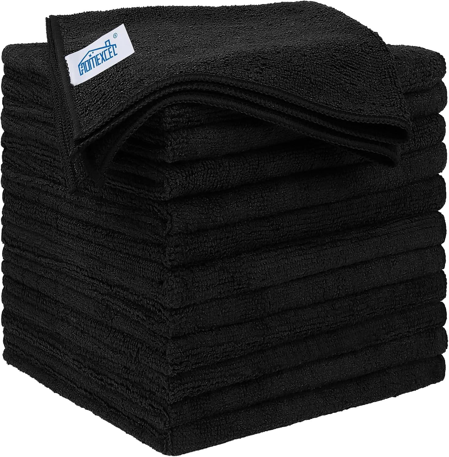 HOMEXCEL Black Microfiber Cleaning Cloth 12 Pack, 12.5 x 12.5 inch Microfiber Towels for Cars