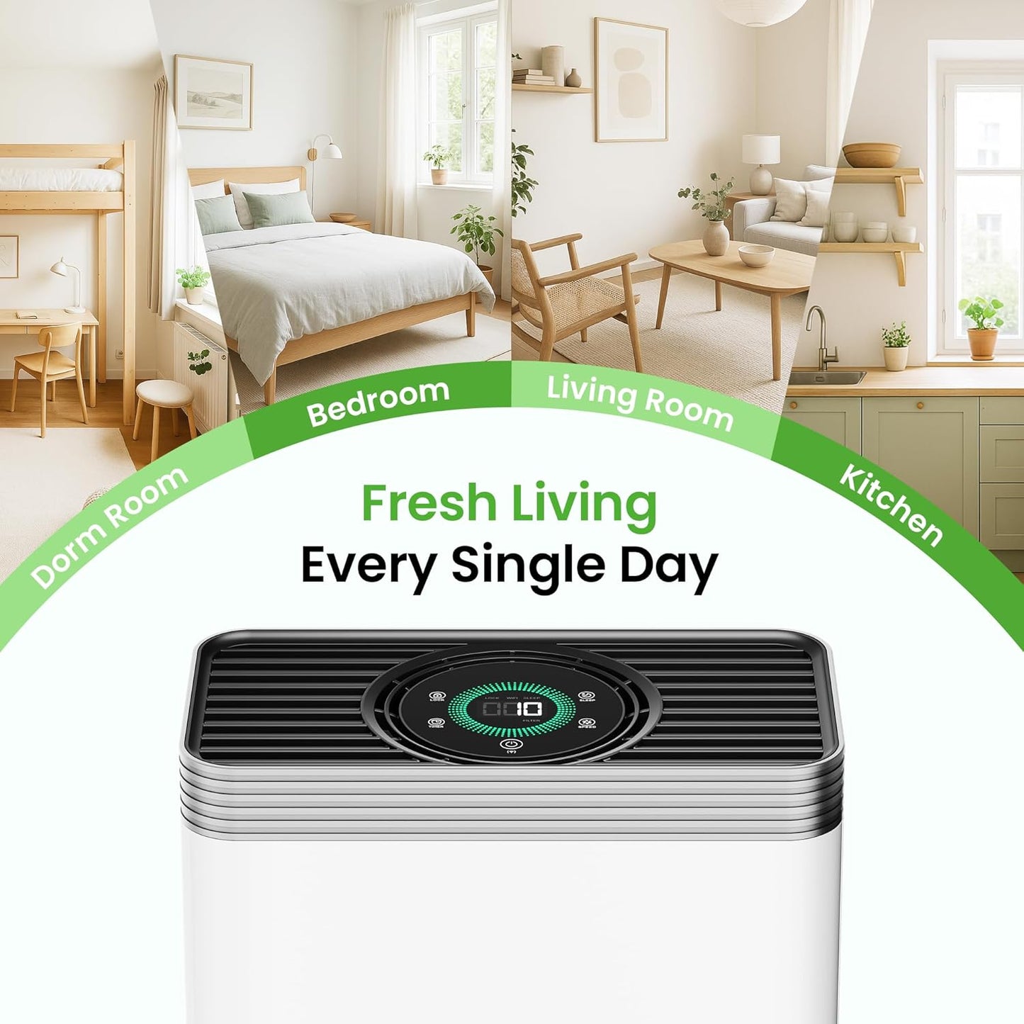 VUSIGN Air Purifier for Home Dorm Room up to 1110 ft², CADR 143 CFM, H13 HEPA Filter, Smart App