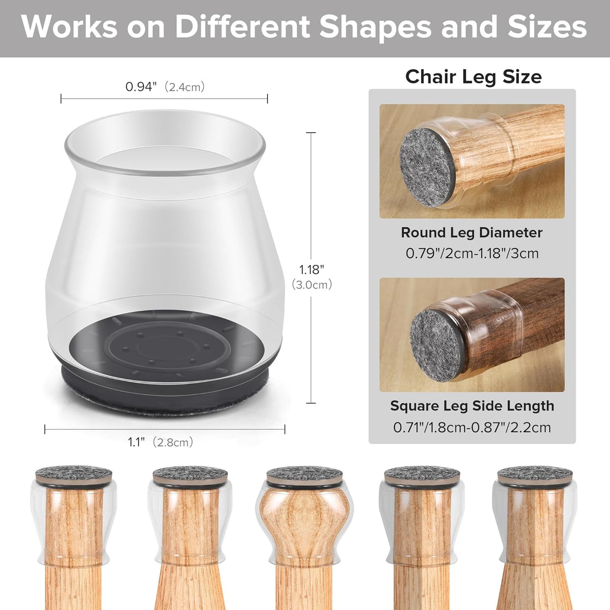 24PCS Upgraded Silicone Chair Leg Floor Protectors for Hardwood Floors, Furniture Sliders for Chair