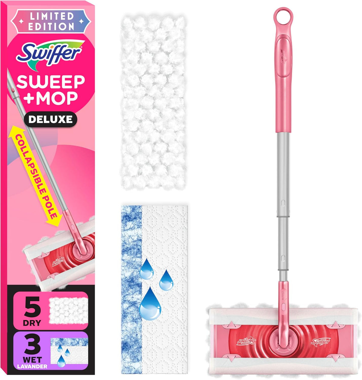 Swiffer Sweep and Mop Deluxe, Limited Edition Pink Wicked: for Good, 2-in-1 Floor Mopping and