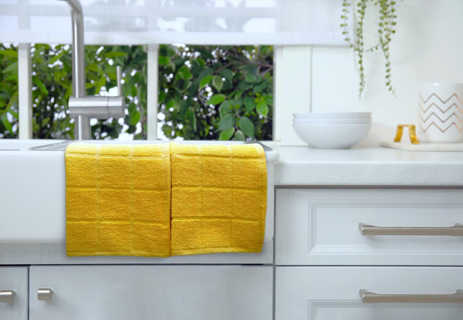 100% Cotton Terry Dish Cloth & Dish Towel, 6 Pack, Super Soft and Absorbent Kitchen Towels, Perfect