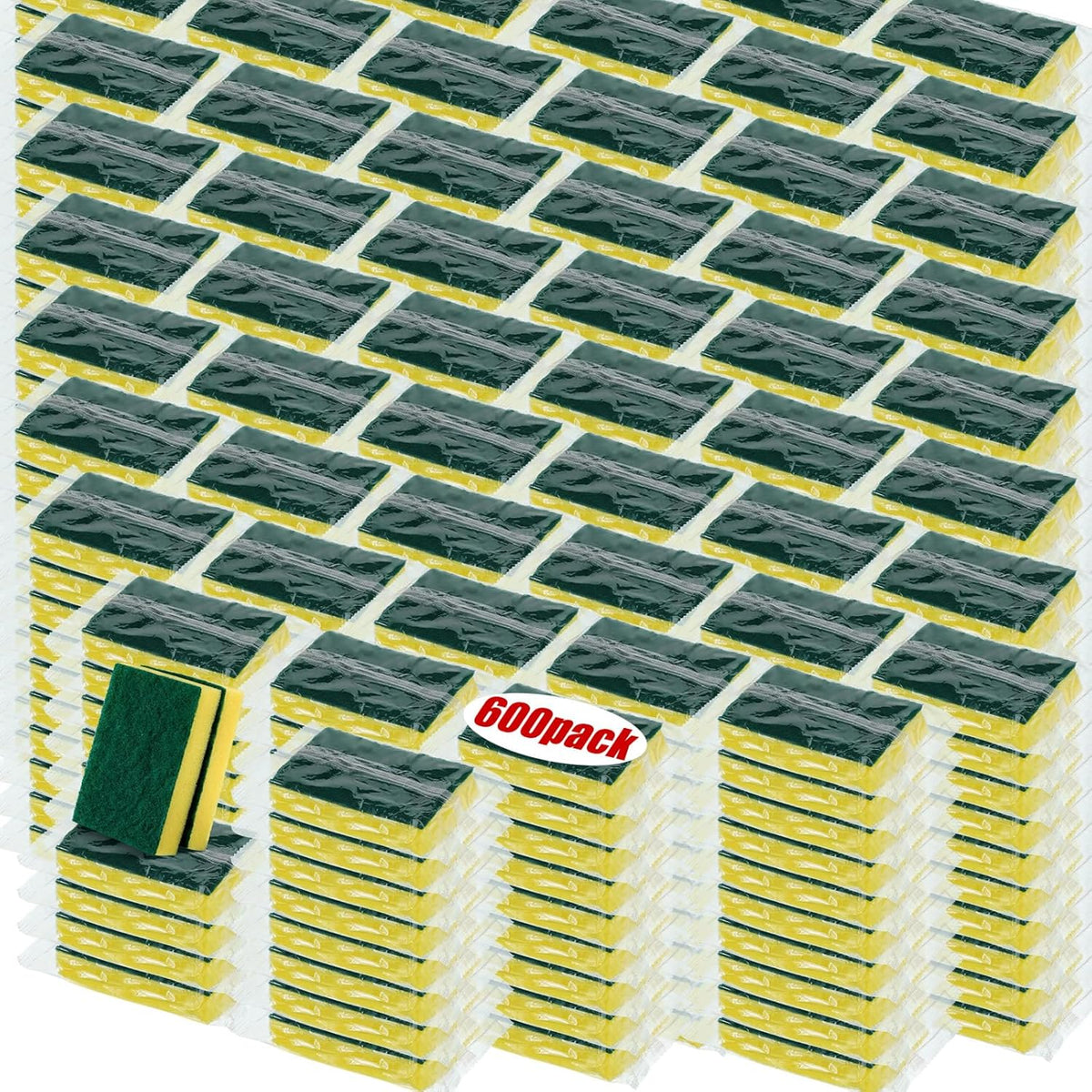 Tanlade 600 Pcs Individually Wrapped Dishwashing Sponge Bulk Non Scratch Scrub Sponges Kitchen