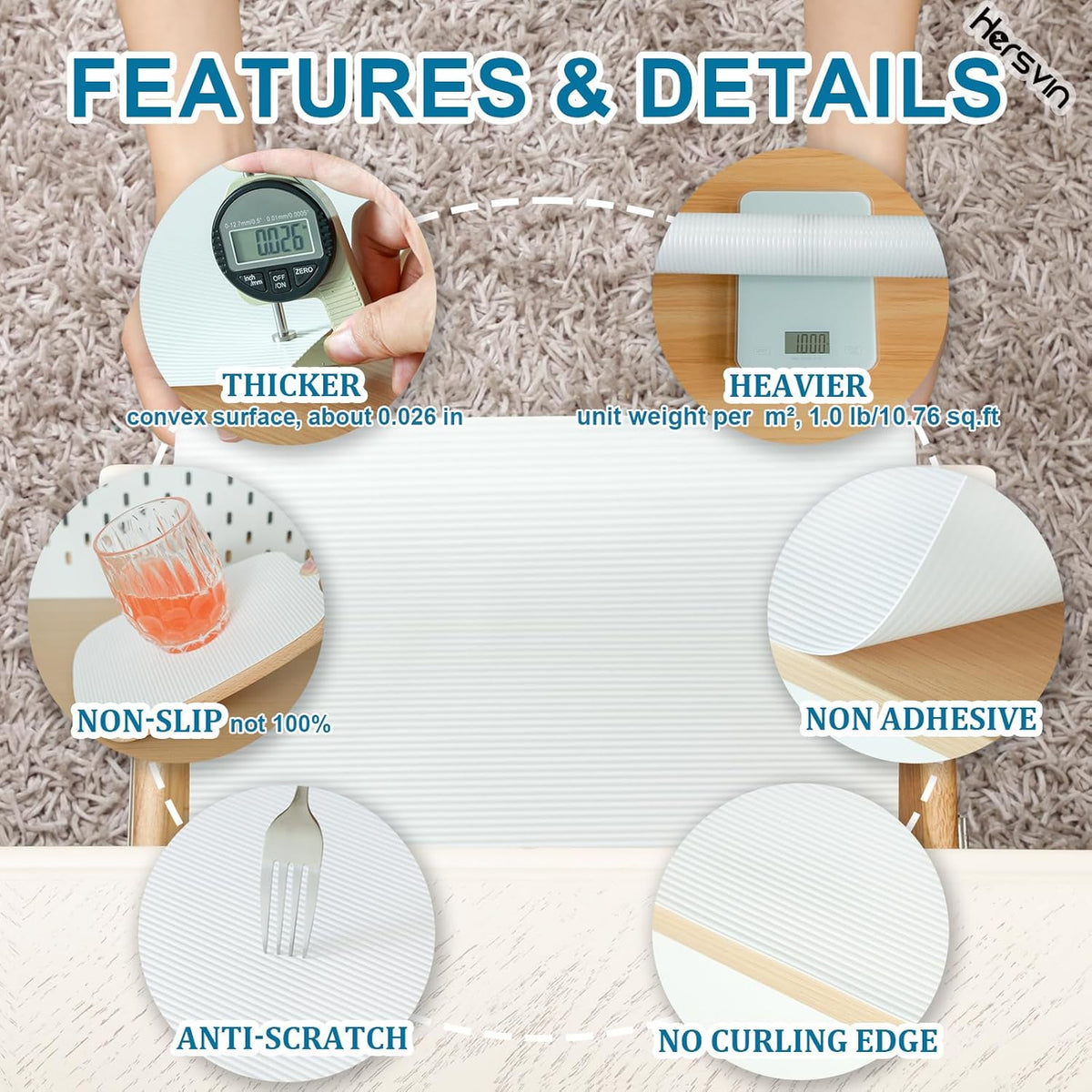 Shelf Liners 20 in x 20 ft EVA Drawer Mats, Non-Adhesive Cupboard Protector, Kitchen Cabinet Lining