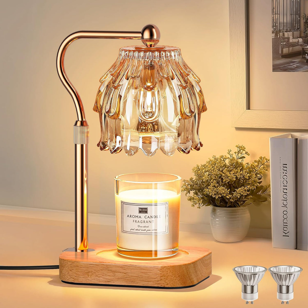 Candle Warmer Lamp with Timer Dimmer, Modern Wax Warmer for Scented Wax Jar Candle Warmer with 2