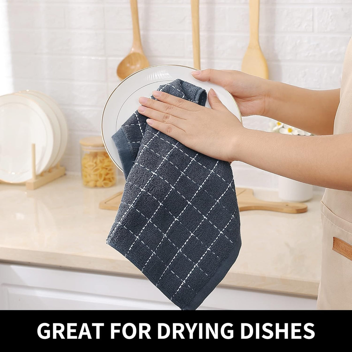 Homaxy 100% Cotton Terry Kitchen Dish Cloths, Ultra Soft and Absorbent Dish Towels for Kitchen