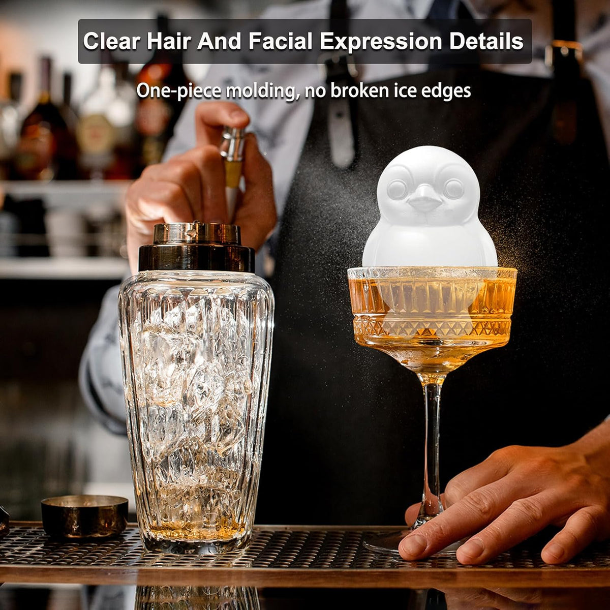 3D Penguin Ice Cube Silicone Molds Tray for Whiskey, Cocktail, Drink Decor, Bar; Rich Details. Cute