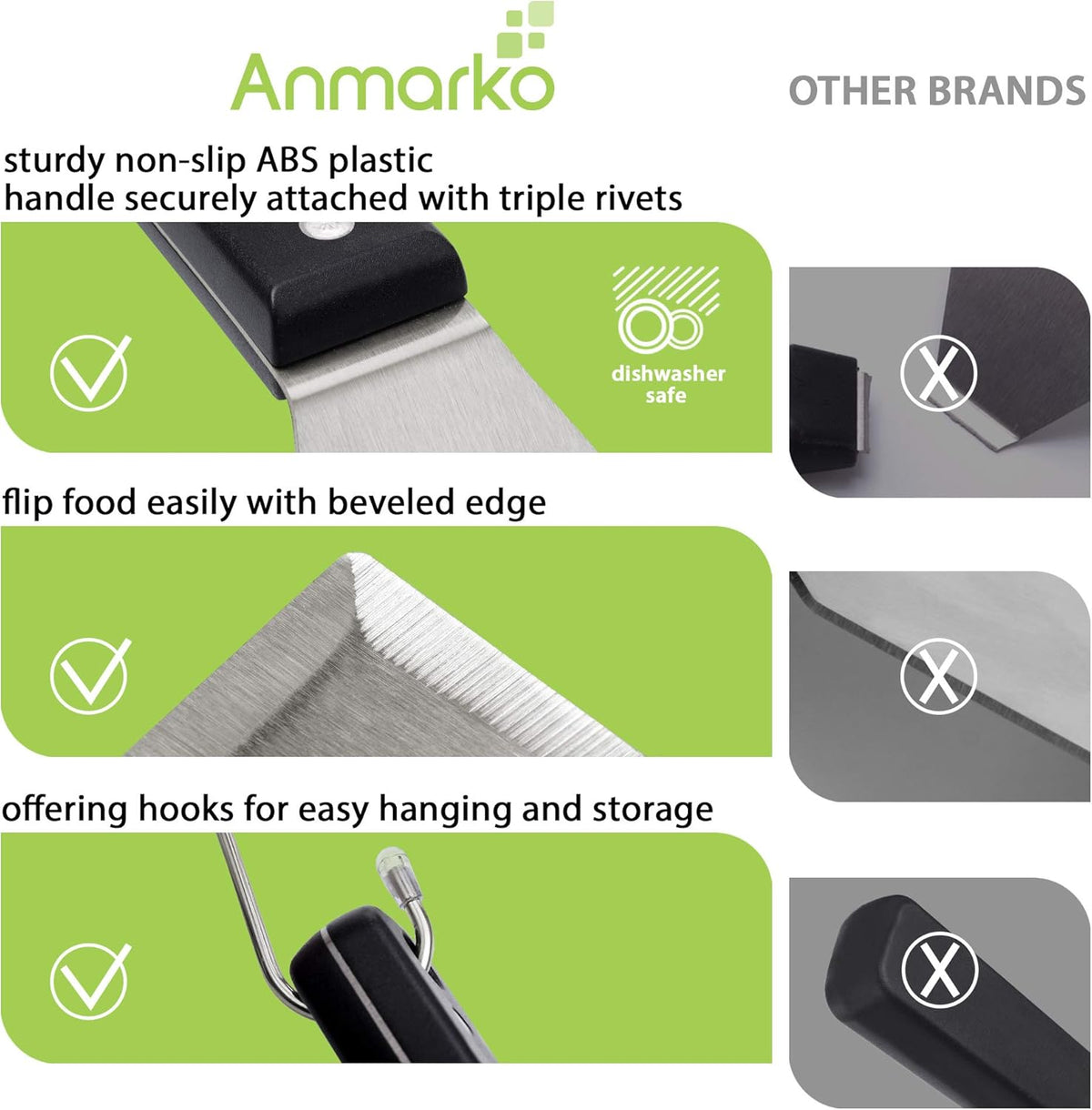 Stainless Steel Spatula Set - Heavy Duty Spatula and Scraper - Great for Cast Iron Griddle BBQ Flat