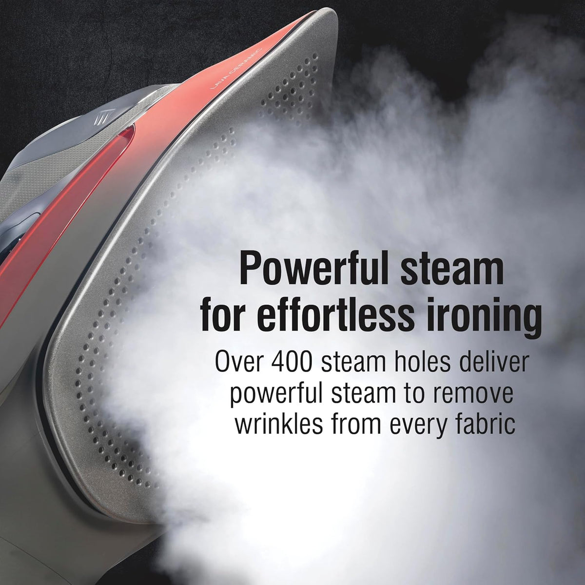 CHI Steam Iron for Clothes with 8’ Retractable Cord, 1700 Watts, 3-Way Auto Shutoff, 400+ Holes