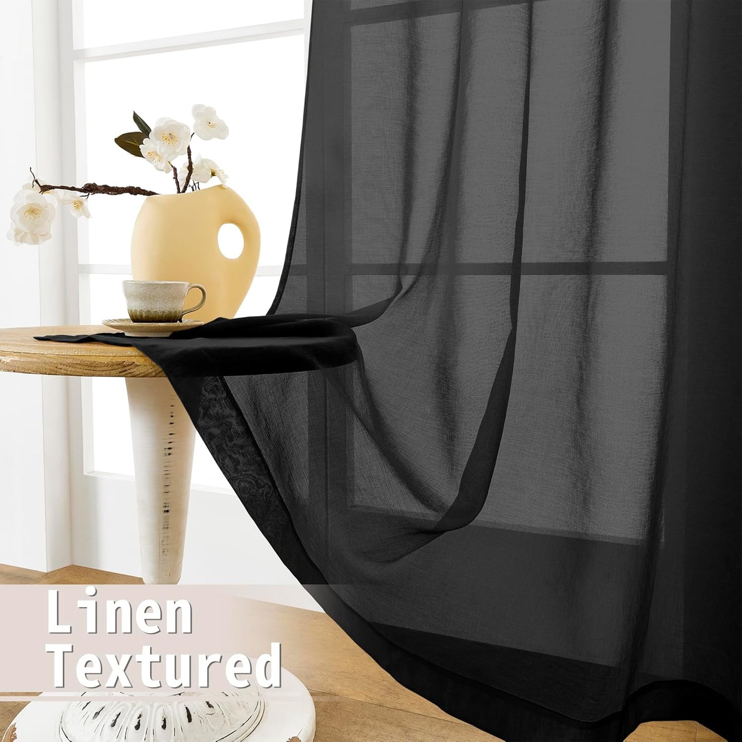 Tollpiz Short Sheer Curtains Closet Linen Textured Curtains Sheer Doorway Light Filtering Voile
