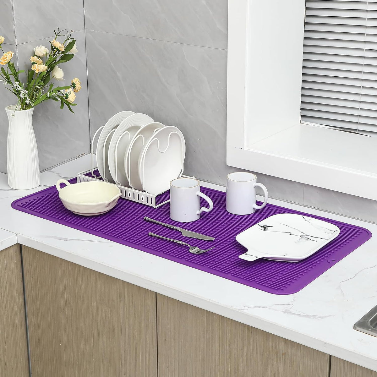 Silicone Dish Drying Mat for Multiple Usage,Easy clean,Eco-friendly,Heat-resistant Silicone Mat for
